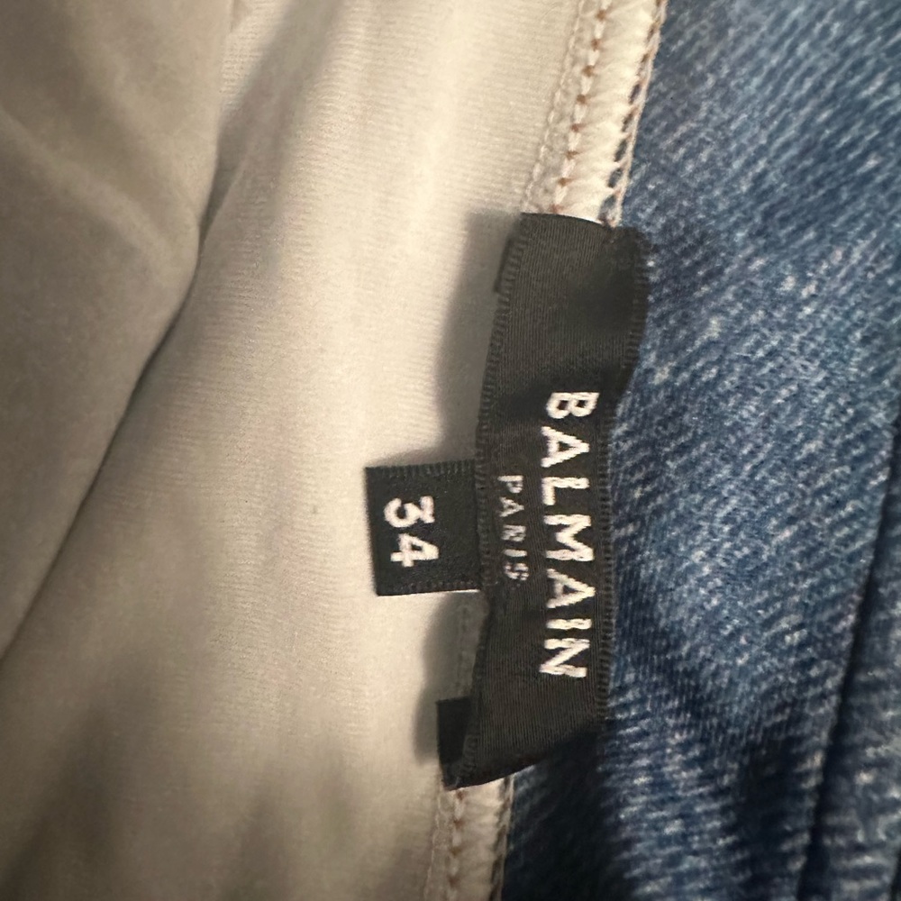 Balmain Blue Denim-Print Bandeau One-Piece Swimsuit - Picture 13 of 16